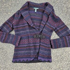Ralph Lauren M Wool Aztec Boho Knit Southwestern Cardigan Sweater Toggle Knot